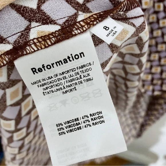 Reformation Hilda Midi Long Sleeve Dress Plaza Print Size 8 NWT - Picture 14 of 16